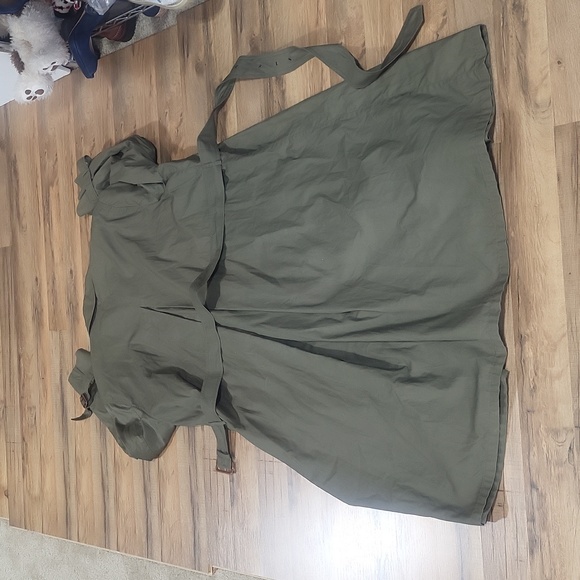 HERNO Army Green Made in Italy 100% Cotton Trench Coat -Leather Buckles - Picture 9 of 16